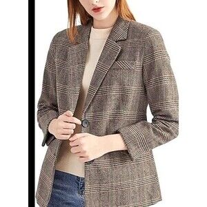 BCBGeneration Oversized Boyfriend Button Plaid Blazer Sz M Jacket Blazer Jersey